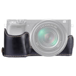 Sony A6400 / ILCE-A6400用1/4インチネジPUレザー製カメラハーフケースベース、Sony A6400用