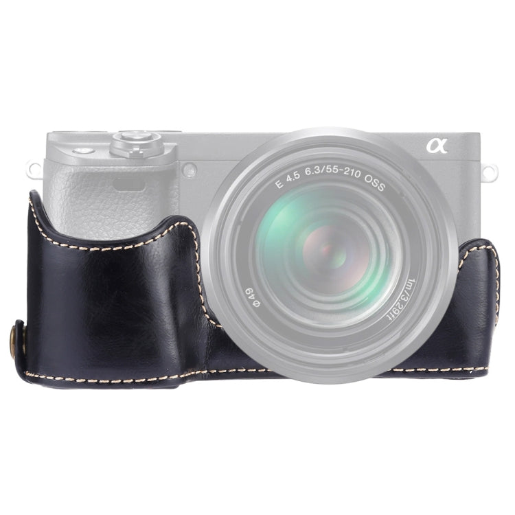 Sony A6400 / ILCE-A6400用1/4インチネジPUレザー製カメラハーフケースベース、Sony A6400用