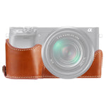 Sony A6400 / ILCE-A6400用1/4インチネジPUレザー製カメラハーフケースベース、Sony A6400用