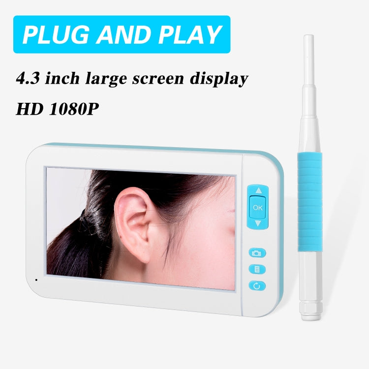 C01 4.3インチ画面表示 HD1080P視覚用耳かき内視鏡 6LED付き 直径: 3.9mm C01 3.9mm
