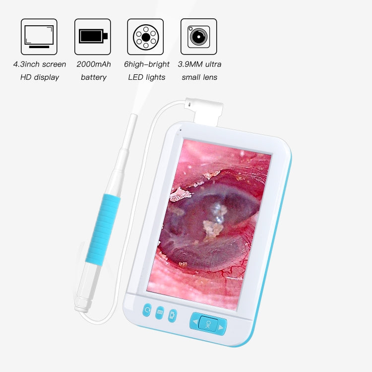 C01 4.3インチ画面表示 HD1080P視覚用耳かき内視鏡 6LED付き 直径: 3.9mm C01 3.9mm