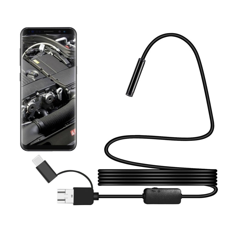 Y101 8mm Spiral Head 3 In 1 Waterproof Digital Endoscope Inspection Camera, Length: 2m Hard Cable, Length: 2m Hard Cable
