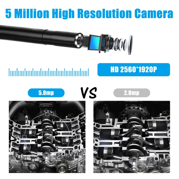 F220 5.5mm HD 5.0MP WIFI内視鏡検査カメラ 6LED付き 長さ: 5m