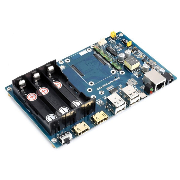 Waveshare PoE UPSベースボード Raspberry Pi CM4用 ギガビットイーサネット、デュアルHDMI、クアッドUSB2.0、PoE UPSベースボード