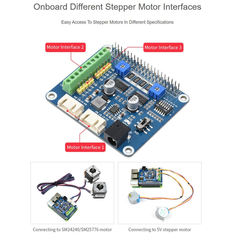 Waveshare HRB8825 ステッピングモータHAT Raspberry Pi用、2台のステッピングモータ駆動、最大1/32マイクロステップ