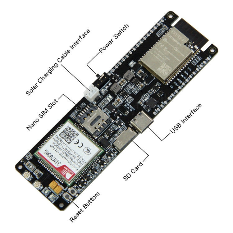 WiFi Bluetooth 18560バッテリーホルダー ソーラー充電モジュール開発ボード、T-SIM7000G