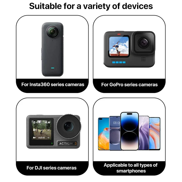 GoPro、Insta360、DJIおよびその他のアクションカメラ用アルミニウム延長アームグリップエクステンダー