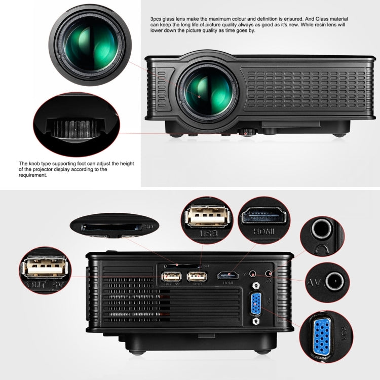 LY-40 1800ルーメン 1280 x 800 ホームシアターLEDプロジェクター リモコン付き EUプラグ LY-40 EUプラグ