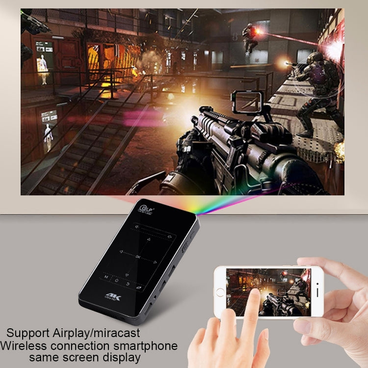 P09 ポータブル4KウルトラHD DLPミニスマートプロジェクター 赤外線リモコン付き Amlogic S905X 4コア A53 最大1.5GHz Android 6.0 1GB+8GB 2.4G/5G WiFi対応 Bluetooth TFカード対応