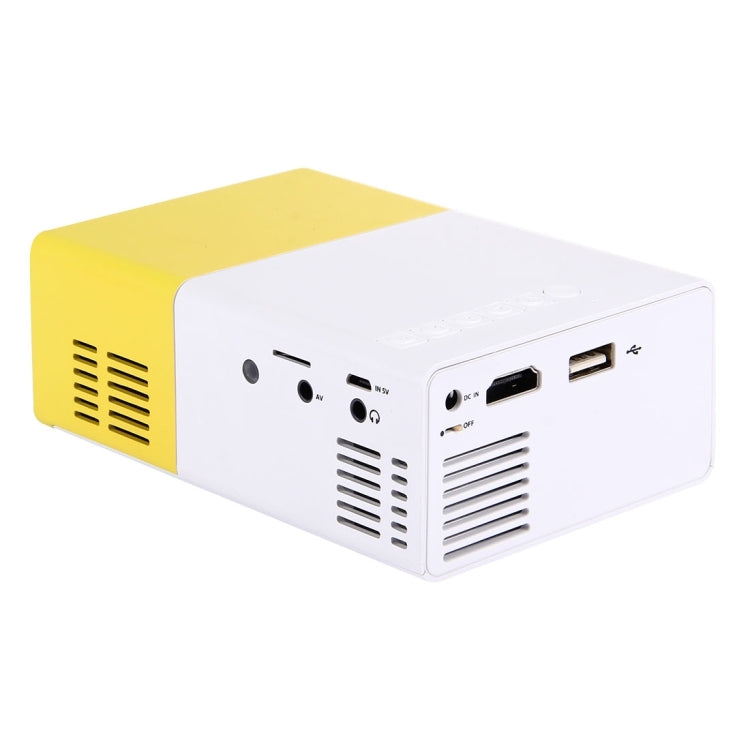 YG-300 0.8-2M 24-60インチ 400-600ルーメン LEDプロジェクター HDホームシアター 3-in-1ビデオ変換ケーブル＆リモコン付き、サイズ: 12.6 x 8.6 x 4.6 cm、EUプラグ