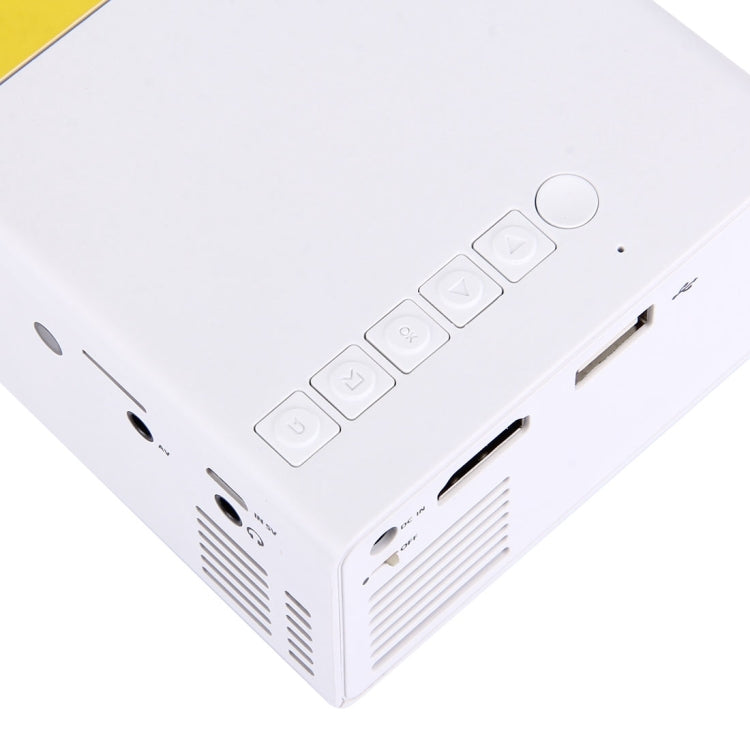 YG-300 0.8-2M 24-60インチ 400-600ルーメン LEDプロジェクター HDホームシアター 3-in-1ビデオ変換ケーブル＆リモコン付き、サイズ: 12.6 x 8.6 x 4.6 cm、EUプラグ