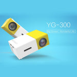 YG-300 0.8-2M 24-60インチ 400-600ルーメン LEDプロジェクター HDホームシアター 3-in-1ビデオ変換ケーブル＆リモコン付き、サイズ: 12.6 x 8.6 x 4.6 cm、EUプラグ