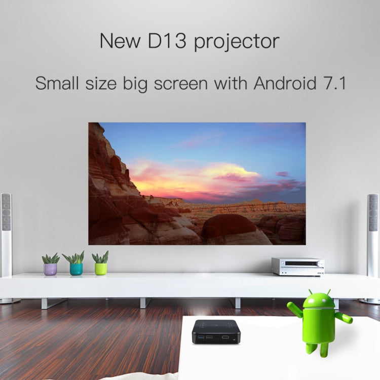 D13 2+16G 854 x 480 Android 7.1.2 ミニポケットプロジェクター 4K DLP スマートハンドヘルド LED WIFI ホームシアタープロジェクター、USB / TF / HDMI対応