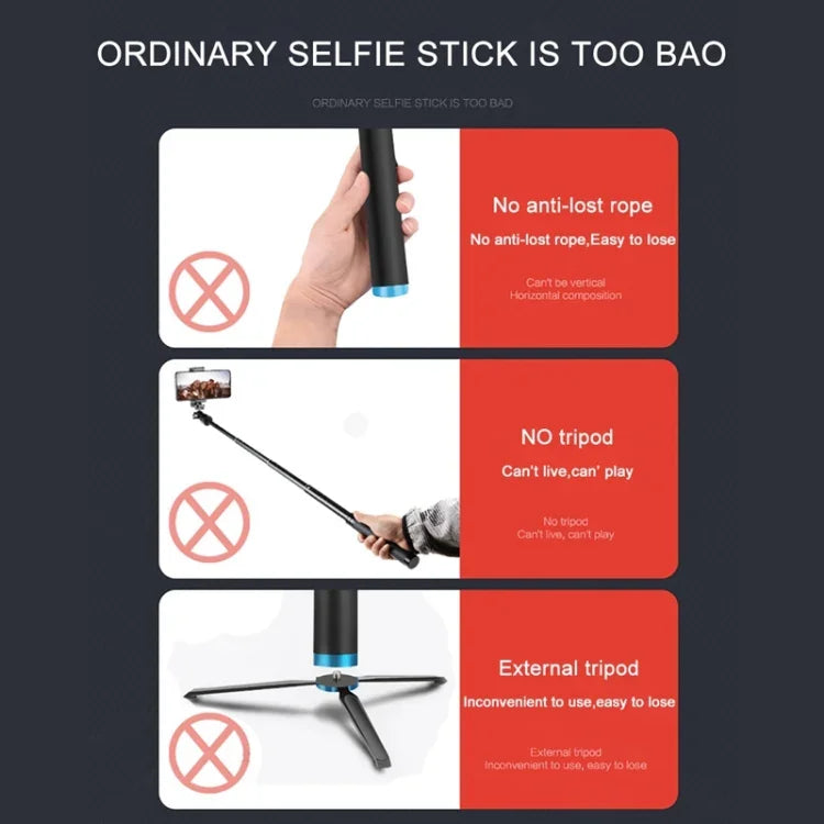 RUIGPRO 一体型ハンドヘルド三脚 セルフィースティック 伸縮モノポッドマウント GoPro、Insta360、DJIおよびその他のアクションカメラ用、ブラック