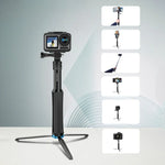 RUIGPRO 一体型ハンドヘルド三脚 セルフィースティック 伸縮モノポッドマウント GoPro、Insta360、DJIおよびその他のアクションカメラ用、ブラック
