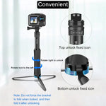 RUIGPRO 一体型ハンドヘルド三脚 セルフィースティック 伸縮モノポッドマウント GoPro、Insta360、DJIおよびその他のアクションカメラ用、ブラック