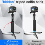 RUIGPRO 一体型ハンドヘルド三脚 セルフィースティック 伸縮モノポッドマウント GoPro、Insta360、DJIおよびその他のアクションカメラ用、ブラック