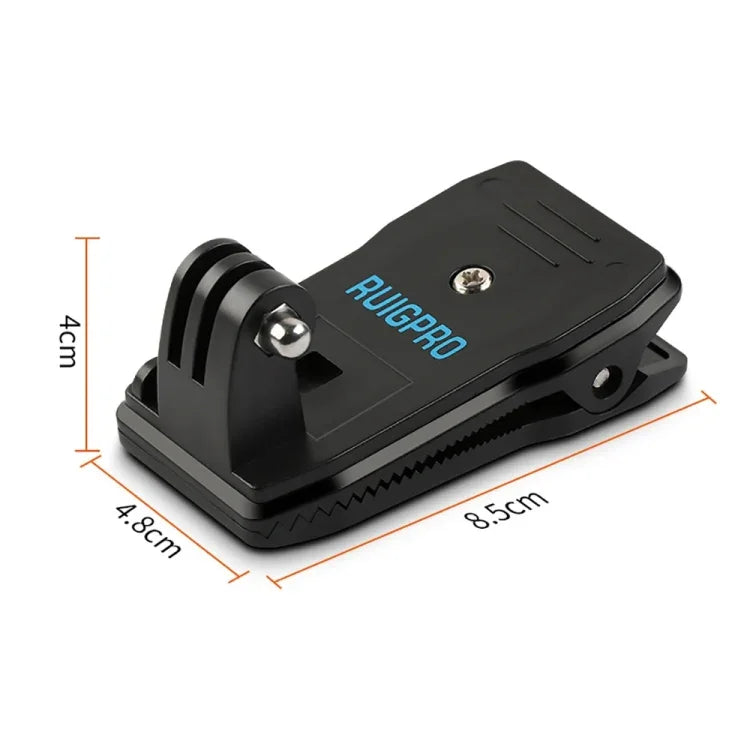 RUIGPRO 360度回転バックパックRec-Mountsクリップクランプマウント ネジ付き GoPro、Insta360、DJIおよびその他のアクションカメラ用、360度回転クリップ