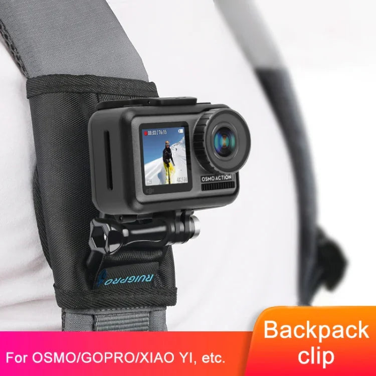 RUIGPRO フック＆ループファスナー バックパックRec-Mountsクリップクランプマウント ネジ付き GoPro、Insta360、DJIおよびその他のアクションカメラ用、フック＆ループファスナ―クリップ