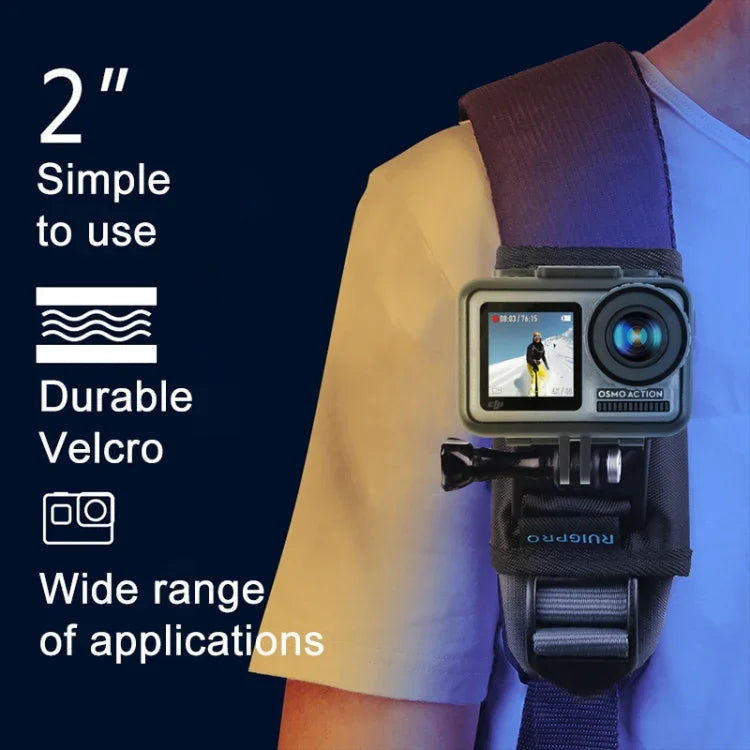 RUIGPRO フック＆ループファスナー バックパックRec-Mountsクリップクランプマウント ネジ付き GoPro、Insta360、DJIおよびその他のアクションカメラ用、フック＆ループファスナ―クリップ