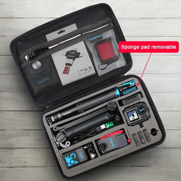 RUIGPRO 衝撃吸収防水ポータブルケース DJI Osmo Action用、サイズ：28cm x 19.7cm x 6.8cm、中型
