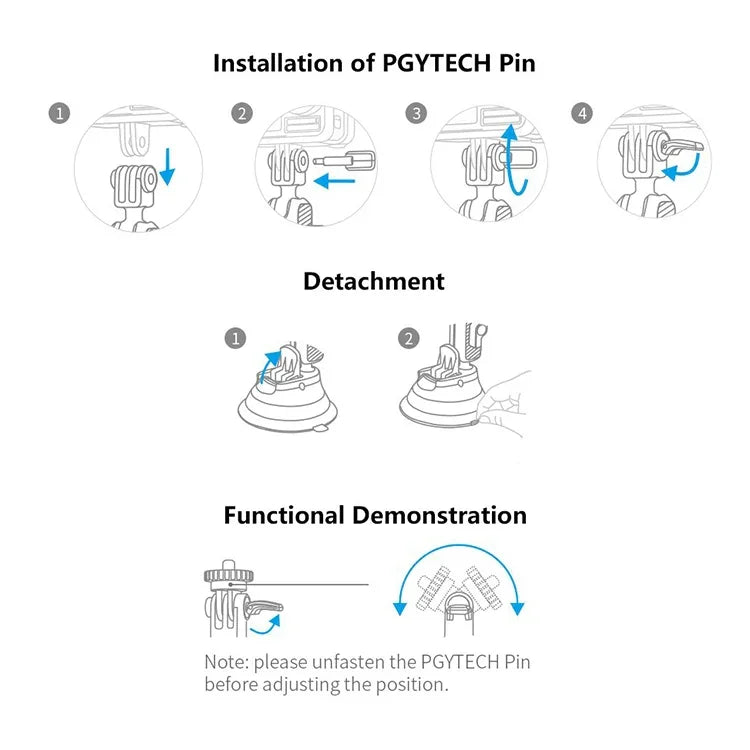 PGYTECH P-GM-132 DJI Osmo Action & GoPro 8/7用 アクションカメラ吸盤式スマホホルダー、P-GM-132