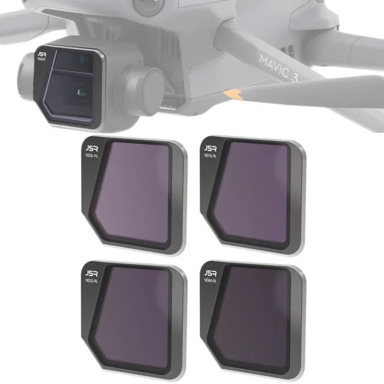 JSRドローン 4-in-1 ND8PL+ND16PL+ND32PL+ND64PL レンズフィルター DJI Mavic 3用、ND8PL+ND16PL+ND32PL+ND64PL