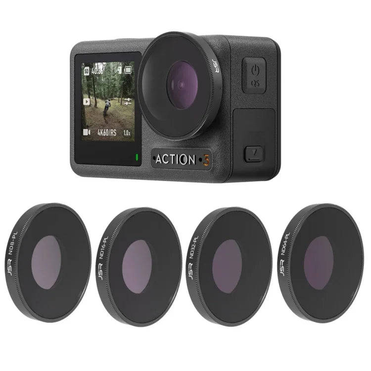 JSR 4-in-1 ND8PL / ND16PL / ND32PL / ND64PL レンズフィルター DJI Osmo Action 3用、4-in-1 NDPL