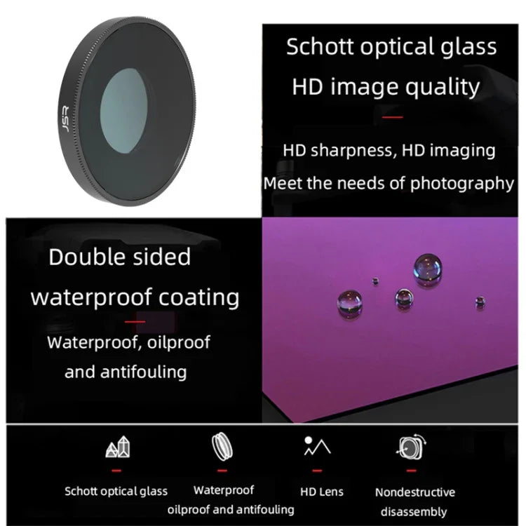 JSR 4 in 1 UV CPL ND16 ND32 Lens Filter For DJI Osmo Action 3, 4 in 1