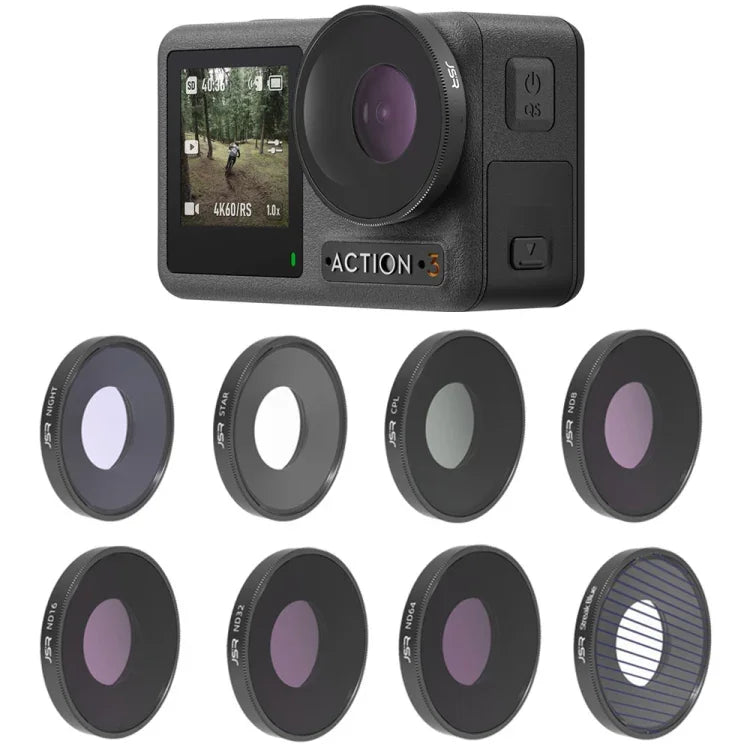 DJI Osmo Action 3用 JSR 8-in-1 ストリークブルー CPL ND8 ND16 ND32 ND64 スター ナイト レンズフィルター, 8-in-1