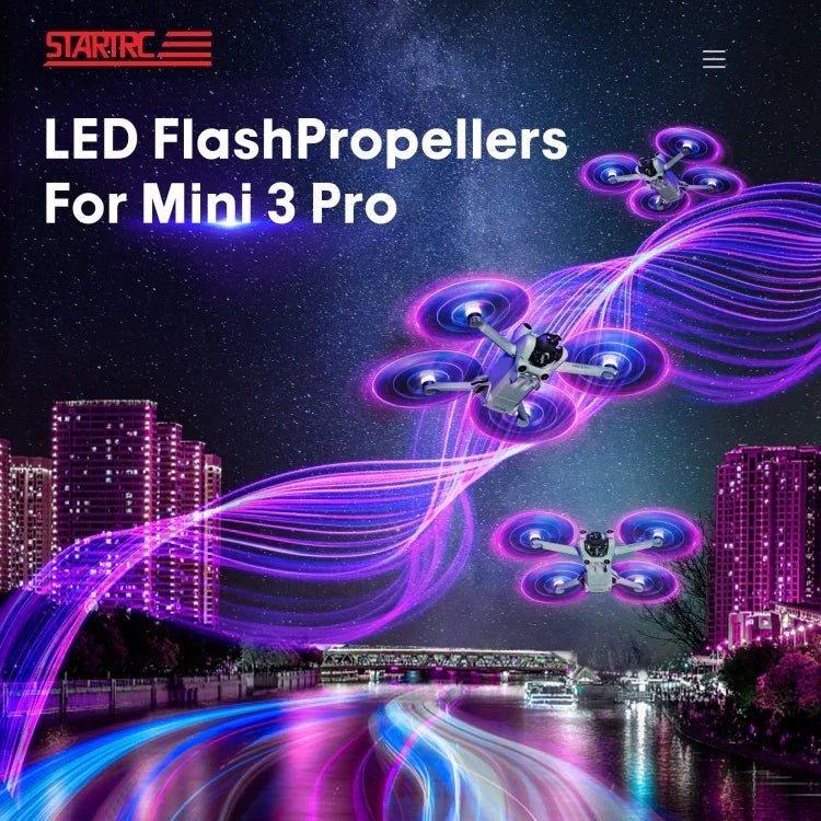 DJI Mini 4 Pro / Mavic Mini 3 Pro用 STARTRC 2ペア カラーLEDフラッシュランプ 低ノイズプロペラ, DJI Mavic Mini 3 Pro対応