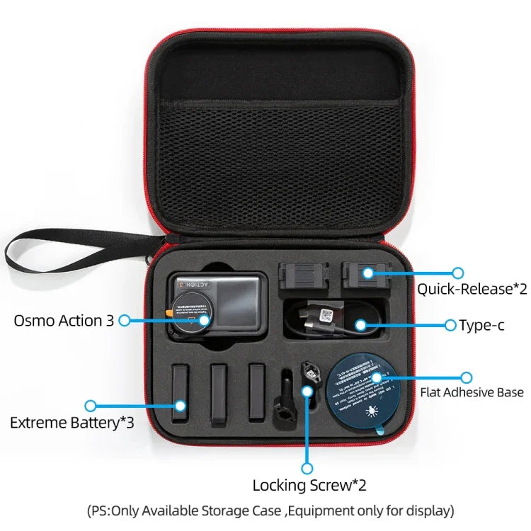 DJI Osmo Action 3用キャリングストレージケースバッグ、サイズ：21x 16 x 6cm、DJI Osmo Action 3用