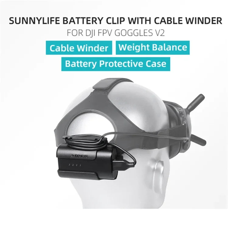 DJI FPV Goggles V2用Sunnylifeバッテリークリップホルダー ケーブル管理ワインダー保護ケース, Sunnylifeバッテリーブラケット