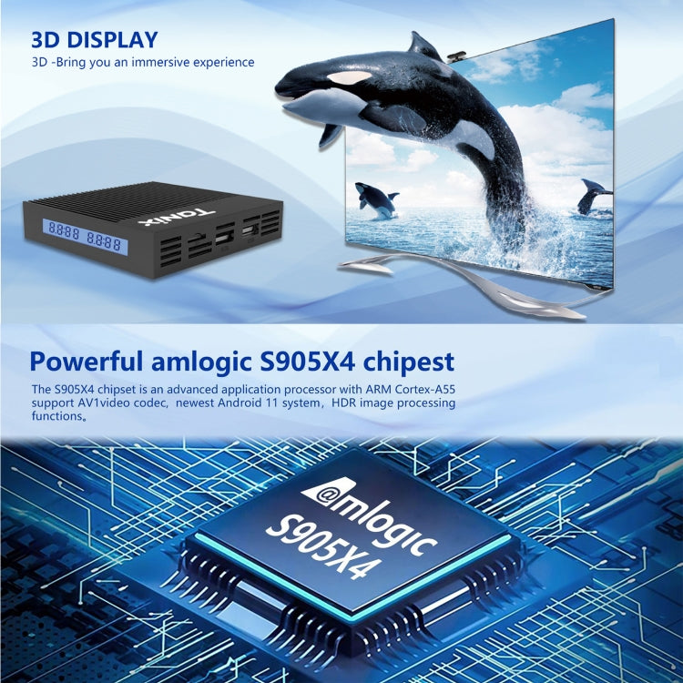 Tanix X4 Android 11スマートTVボックス、Amlogic S905X4クアッドコア、4GB+32GB、デュアルWiFi、BT、4GB+32GB