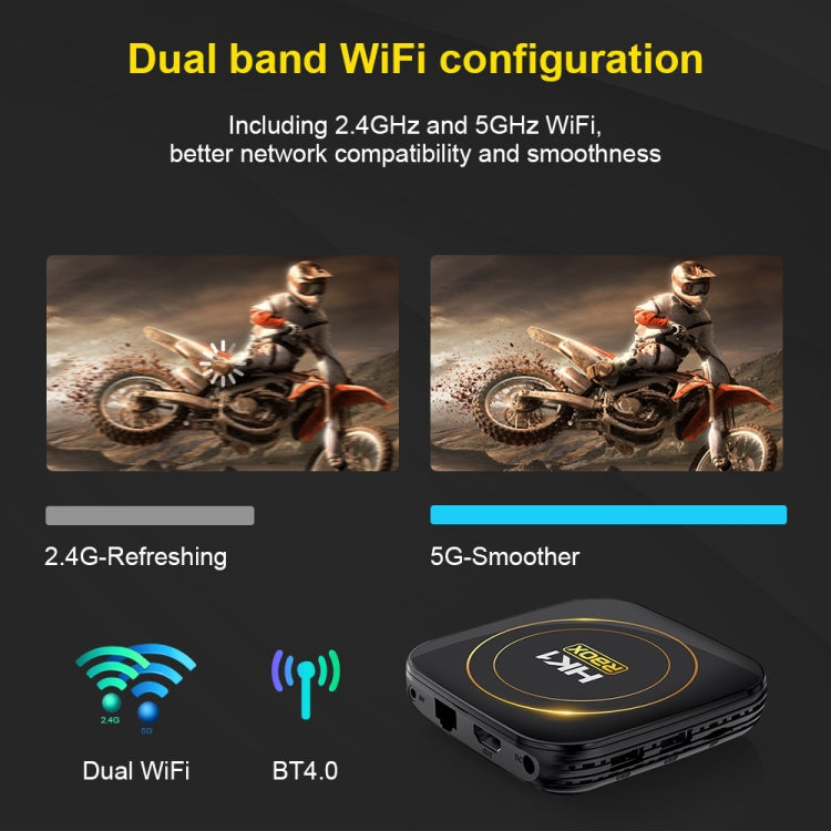 HK1 RBOX-H8S 4K ウルトラHD Android 12.0 スマートTVボックス リモコン付き、Allwinner H618 クアッドコア、4GB+64GB、4GB+64GB