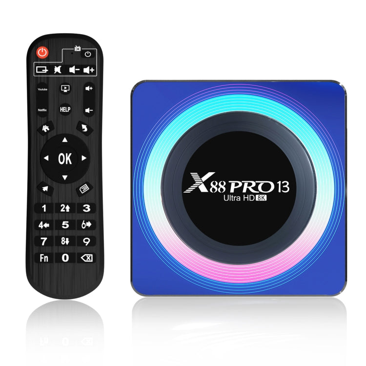 アクリル X88 Pro 13 8K ウルトラHD Android 13.0 スマートTVボックス リモコン付き、RK3528 クアッドコア、4G+64GB、4G+64GB