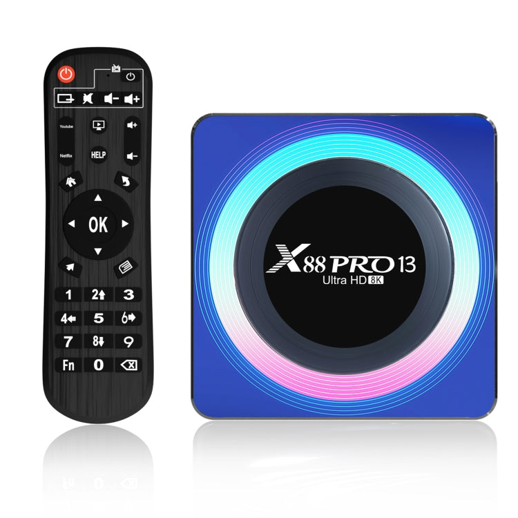 アクリル X88 Pro 13 8K ウルトラHD Android 13.0 スマートTVボックス リモコン付き、RK3528 クアッドコア、4G+64GB、4G+64GB