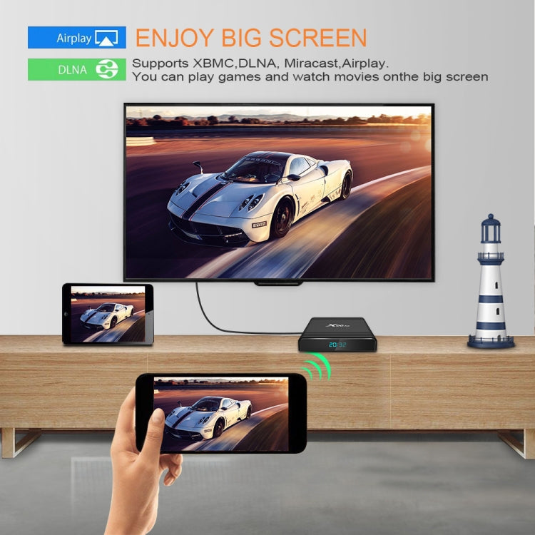 X96 Air 8K スマートTVボックス Android 9.0 メディアプレーヤー リモコン付き、クアッドコア Amlogic S905X3、RAM: 4GB、ROM: 32GB、デュアルバンドWiFi、Bluetooth、AUプラグ、4GB+32GB