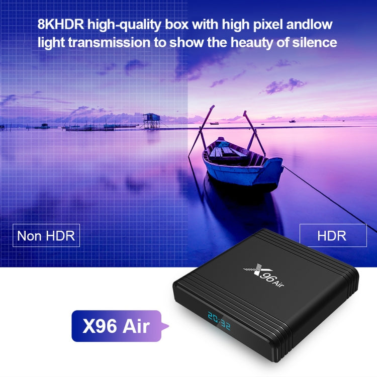 X96 Air 8K スマートTVボックス Android 9.0 メディアプレーヤー リモコン付き、クアッドコア Amlogic S905X3、RAM: 4GB、ROM: 32GB、デュアルバンドWiFi、Bluetooth、AUプラグ、4GB+32GB