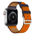 ツーカラーシングルループレザーリストストラップ Apple Watch Series 3 & 2 & 1用、38mm オレンジ+ブライトブルー、42mm オレンジ+ブライトブルー、38mm ピンク+ワインレッド、42mm ピンク+ワインレッド、38mm アンバー+オレンジレッド+ライトローズレッド、42mm アンバー+オレンジレッド+ライトローズレッド