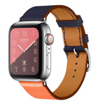 ツーカラーシングルループレザーリストストラップ Apple Watch Series 3 & 2 & 1用、38mm オレンジ+ブライトブルー、42mm オレンジ+ブライトブルー、38mm ピンク+ワインレッド、42mm ピンク+ワインレッド、38mm アンバー+オレンジレッド+ライトローズレッド、42mm アンバー+オレンジレッド+ライトローズレッド