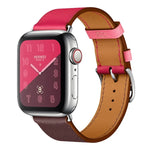 ツーカラーシングルループレザーリストストラップ Apple Watch Series 3 & 2 & 1用、38mm オレンジ+ブライトブルー、42mm オレンジ+ブライトブルー、38mm ピンク+ワインレッド、42mm ピンク+ワインレッド、38mm アンバー+オレンジレッド+ライトローズレッド、42mm アンバー+オレンジレッド+ライトローズレッド