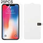 25枚セット ソフトハイドロゲルフィルム フルカバー フロントプロテクター アルコール綿＋スクラッチカード付き、iPhone 6 / 7 / 8用(25枚)、iPhone 6 Plus用(25枚)、iPhone 7 Plus / 8 Plus用(25枚)、iPhone X / XS用(25枚)、iPhone XR用(25枚)、iPhone XS Max用