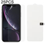 25枚セット ソフトハイドロゲルフィルム フルカバー フロントプロテクター アルコール綿＋スクラッチカード付き、iPhone 6 / 7 / 8用(25枚)、iPhone 6 Plus用(25枚)、iPhone 7 Plus / 8 Plus用(25枚)、iPhone X / XS用(25枚)、iPhone XR用(25枚)、iPhone XS Max用