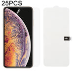 25枚セット ソフトハイドロゲルフィルム フルカバー フロントプロテクター アルコール綿＋スクラッチカード付き、iPhone 6 / 7 / 8用(25枚)、iPhone 6 Plus用(25枚)、iPhone 7 Plus / 8 Plus用(25枚)、iPhone X / XS用(25枚)、iPhone XR用(25枚)、iPhone XS Max用