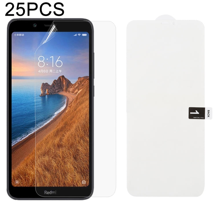 25枚セット ソフトハイドロゲルフィルム フルカバー フロントプロテクター アルコール綿＋スクラッチカード付き、iPhone 6 / 7 / 8用(25枚)、iPhone 6 Plus用(25枚)、iPhone 7 Plus / 8 Plus用(25枚)、iPhone X / XS用(25枚)、iPhone XR用(25枚)、iPhone XS Max用