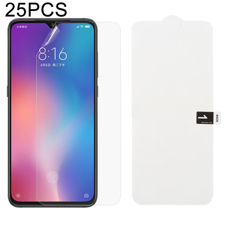 25枚セット ソフトハイドロゲルフィルム フルカバー フロントプロテクター アルコール綿＋スクラッチカード付き、iPhone 6 / 7 / 8用(25枚)、iPhone 6 Plus用(25枚)、iPhone 7 Plus / 8 Plus用(25枚)、iPhone X / XS用(25枚)、iPhone XR用(25枚)、iPhone XS Max用