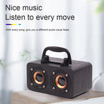 FT-4002 木製ワイヤレス Bluetoothポータブルレトロサブウーファースピーカー TFカード＆USB MP3再生対応 ブラック木目、イエロウッド目、レッド木目