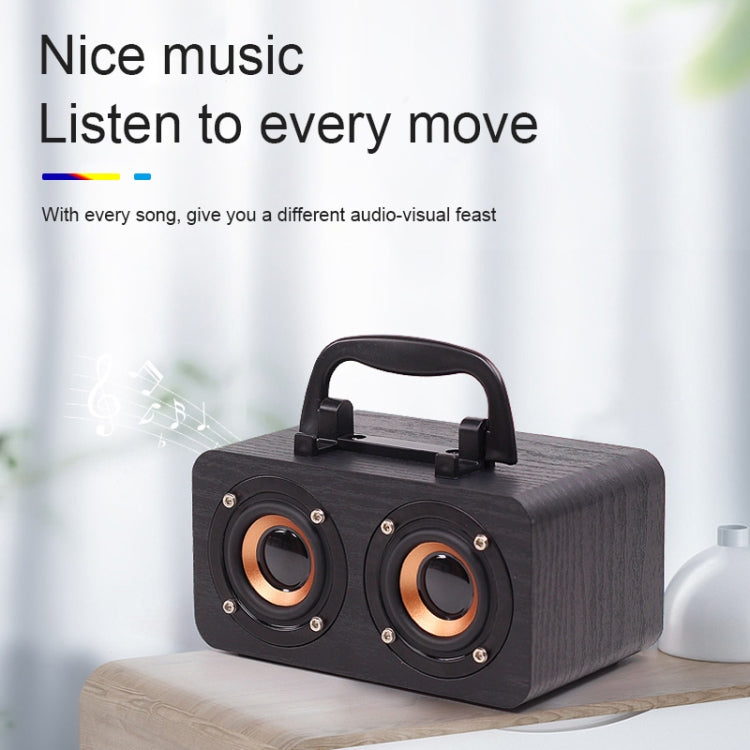 FT-4002 木製ワイヤレス Bluetoothポータブルレトロサブウーファースピーカー TFカード＆USB MP3再生対応 ブラック木目、イエロウッド目、レッド木目