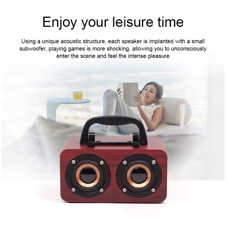 FT-4002 木製ワイヤレス Bluetoothポータブルレトロサブウーファースピーカー TFカード＆USB MP3再生対応 ブラック木目、イエロウッド目、レッド木目